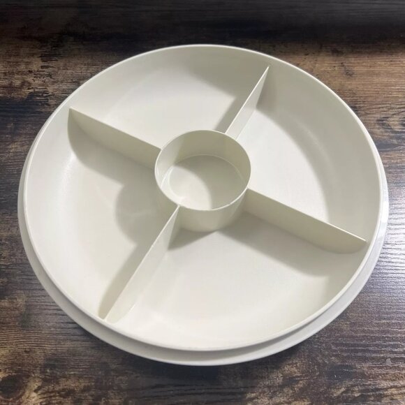 Vintage Tupperware Vegetable Veggie Tray Container White 1708-6 w/Lid - Picture 4 of 8